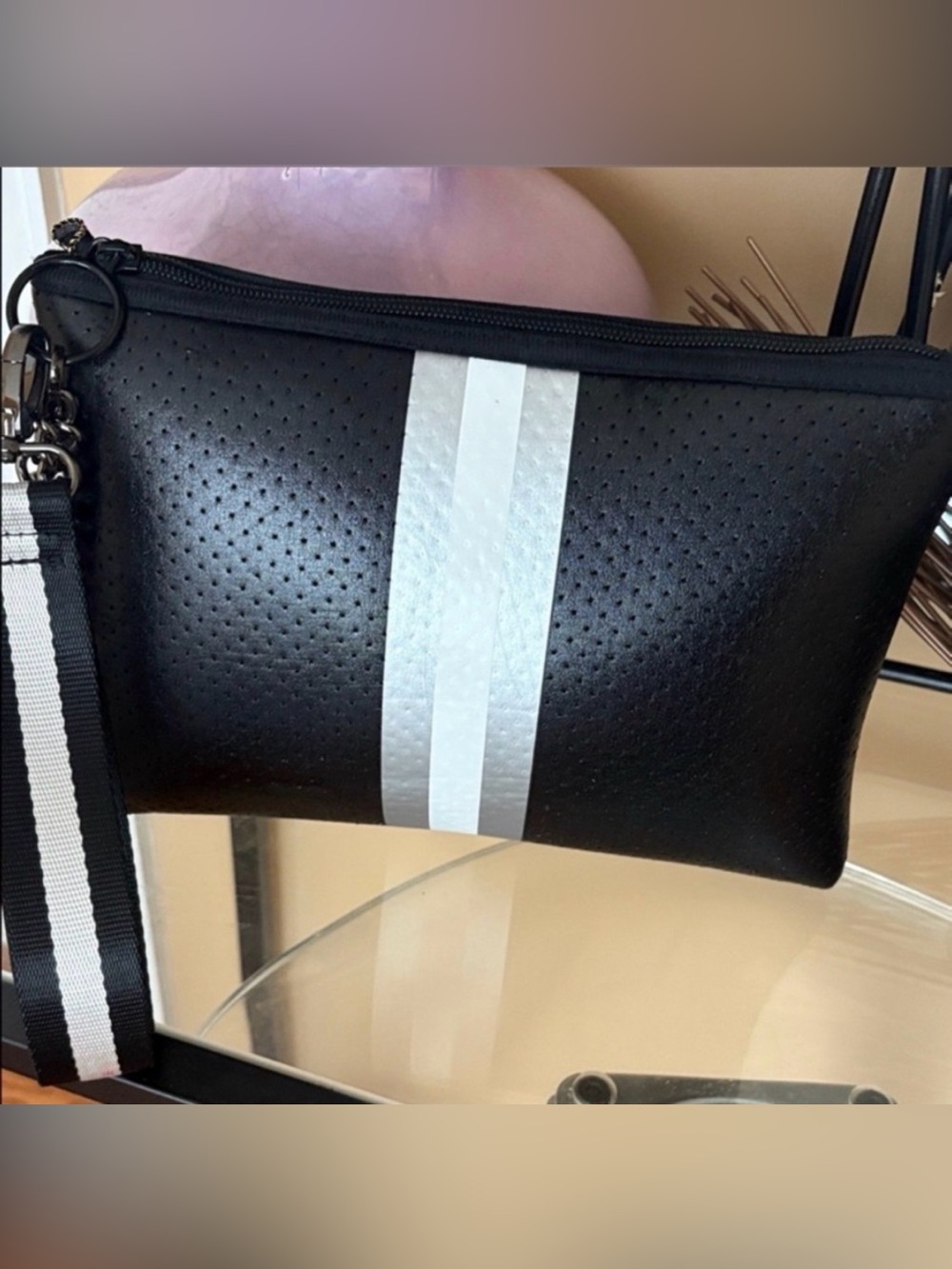 HAUTE SHORE Black and White Clutch